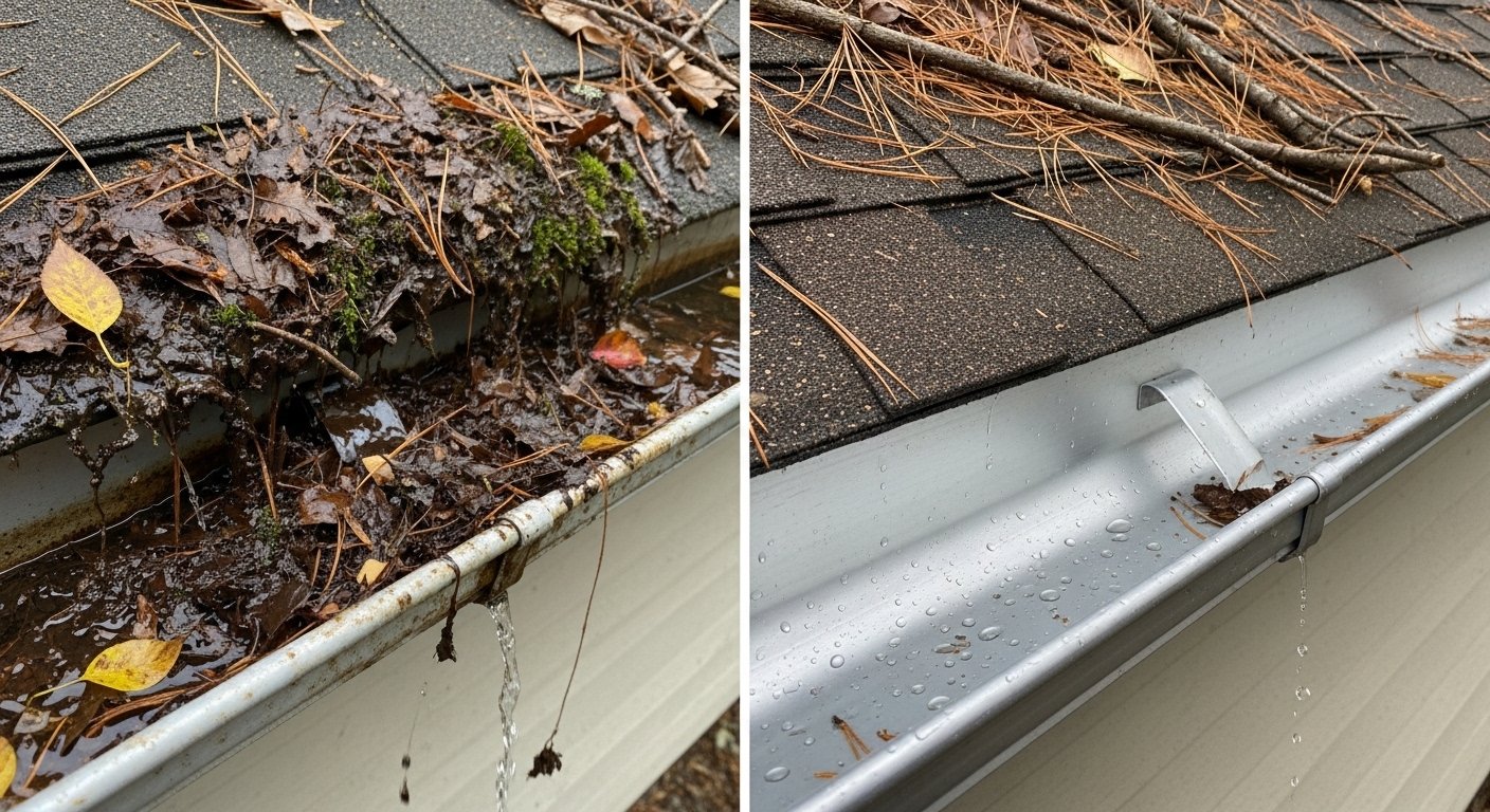 Gutter Replacement before and after