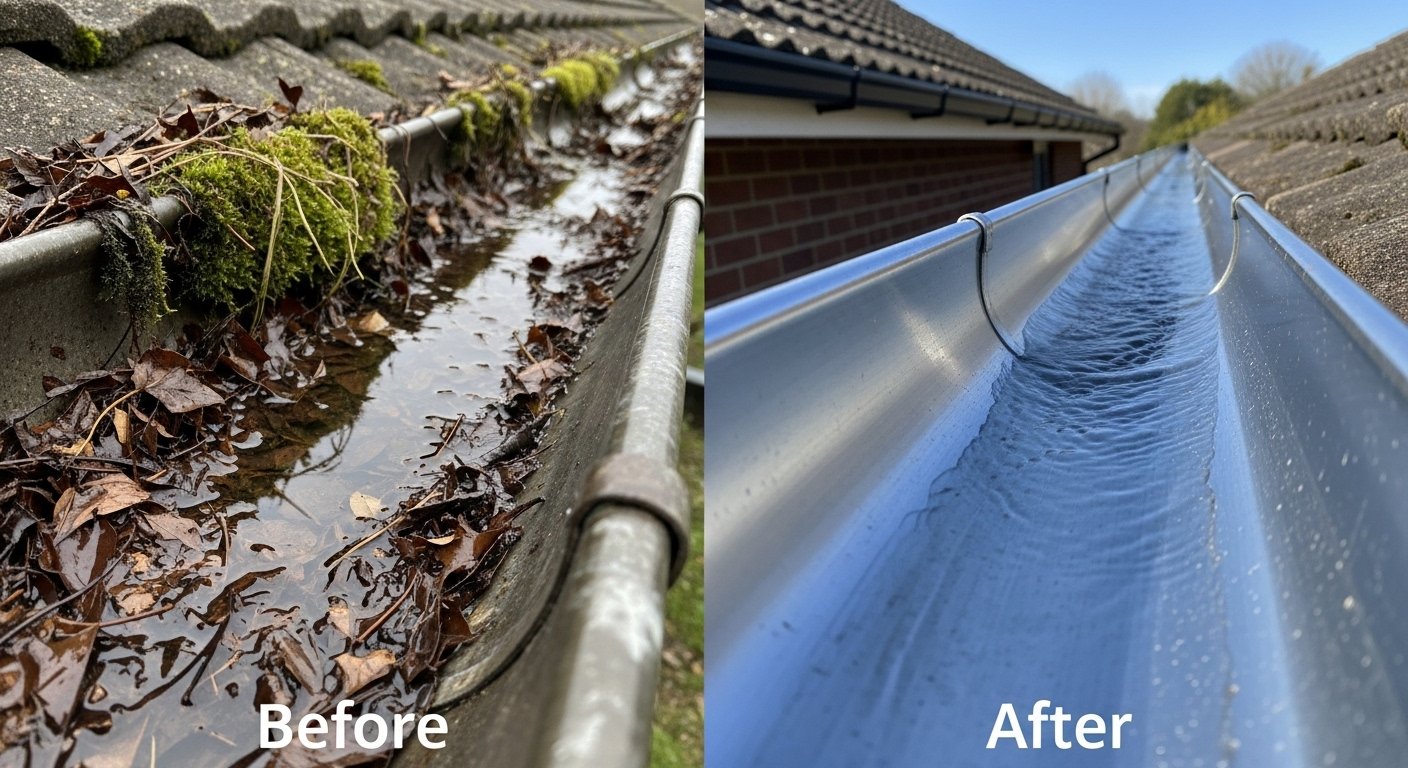 Gutter Repair before and after