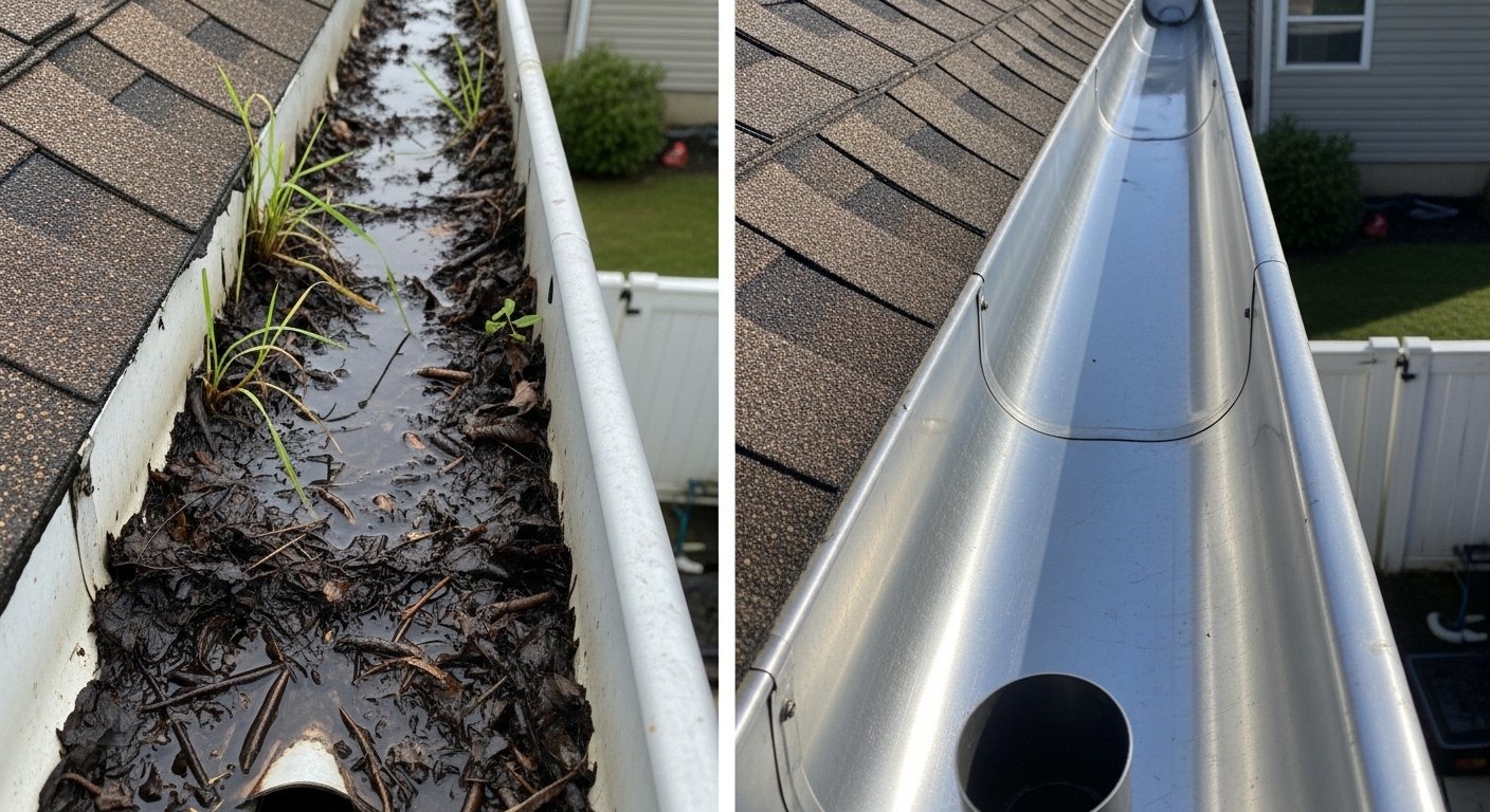 Commercial Gutter Services before and after