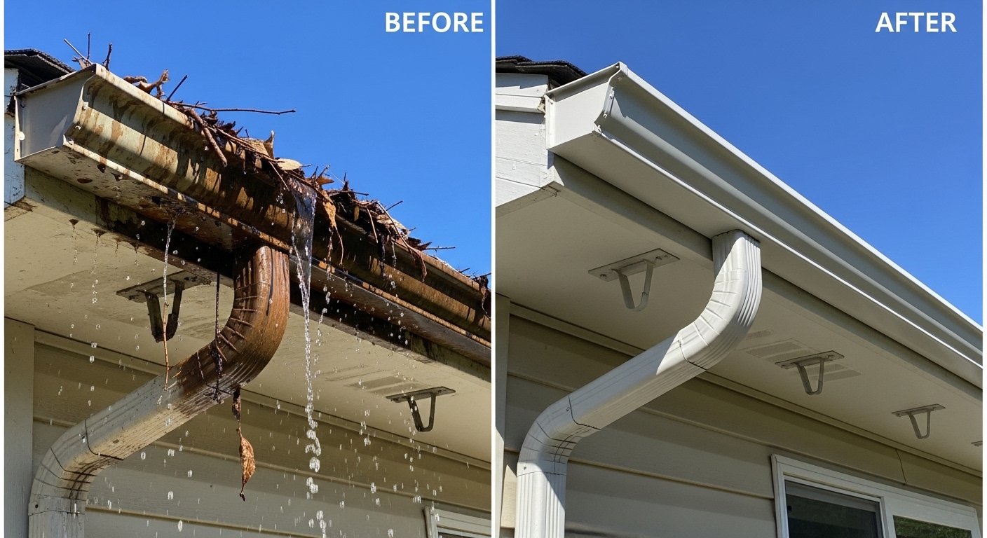 Oversized Gutter Systems before and after