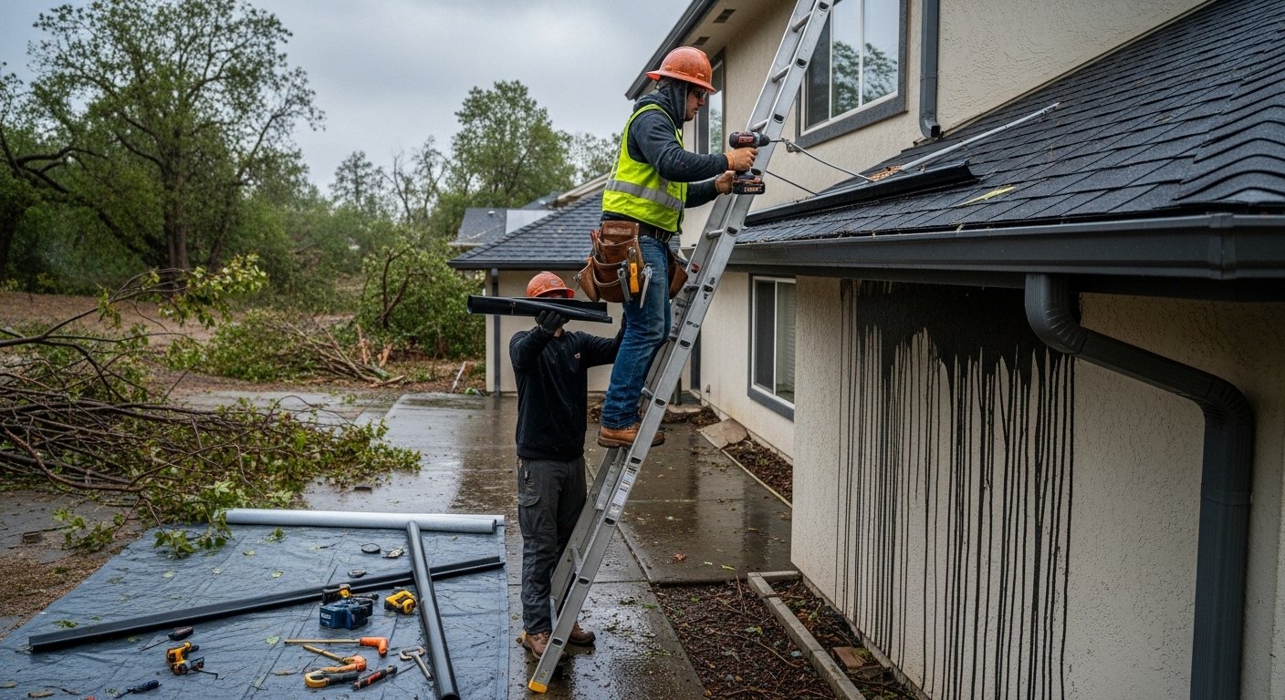 Downspout Clogged Flooding